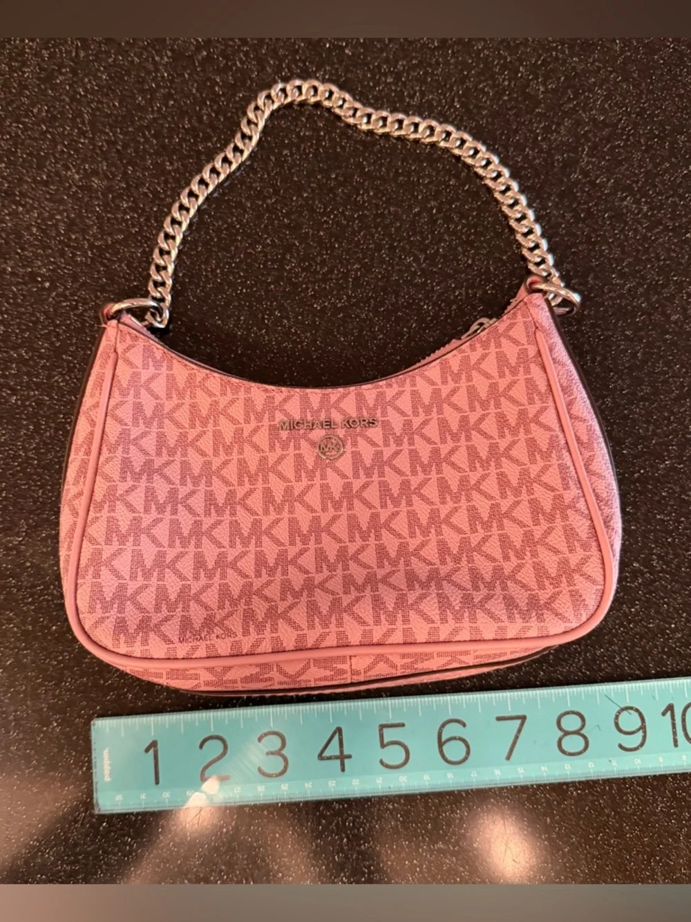Michael Kors Dusty Pink MK Monogram Chain-Handle Shoulder Bag